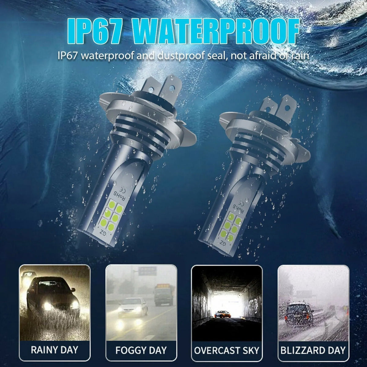 Universal automotive fog lamp bulb with 12 SMD LEDs and aviation aluminium housing