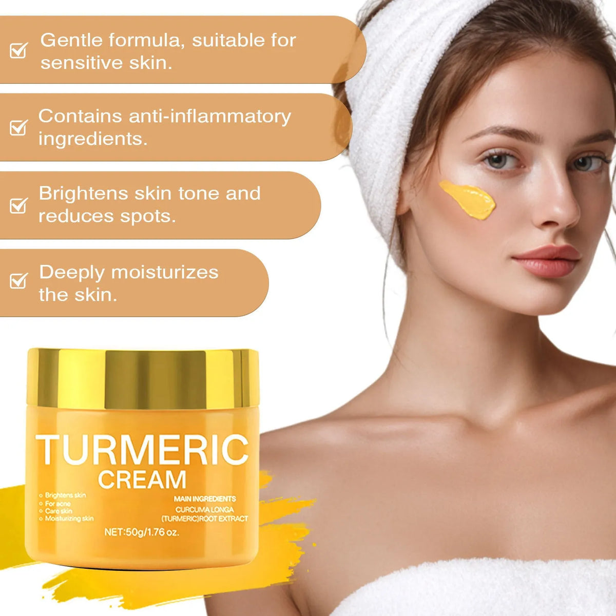 50g brightening moisturising cream jar with hydrating nourishing formula