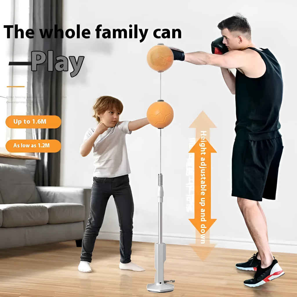 Vertical boxing reaction speed ball with roly-poly base in grey and orange colour options