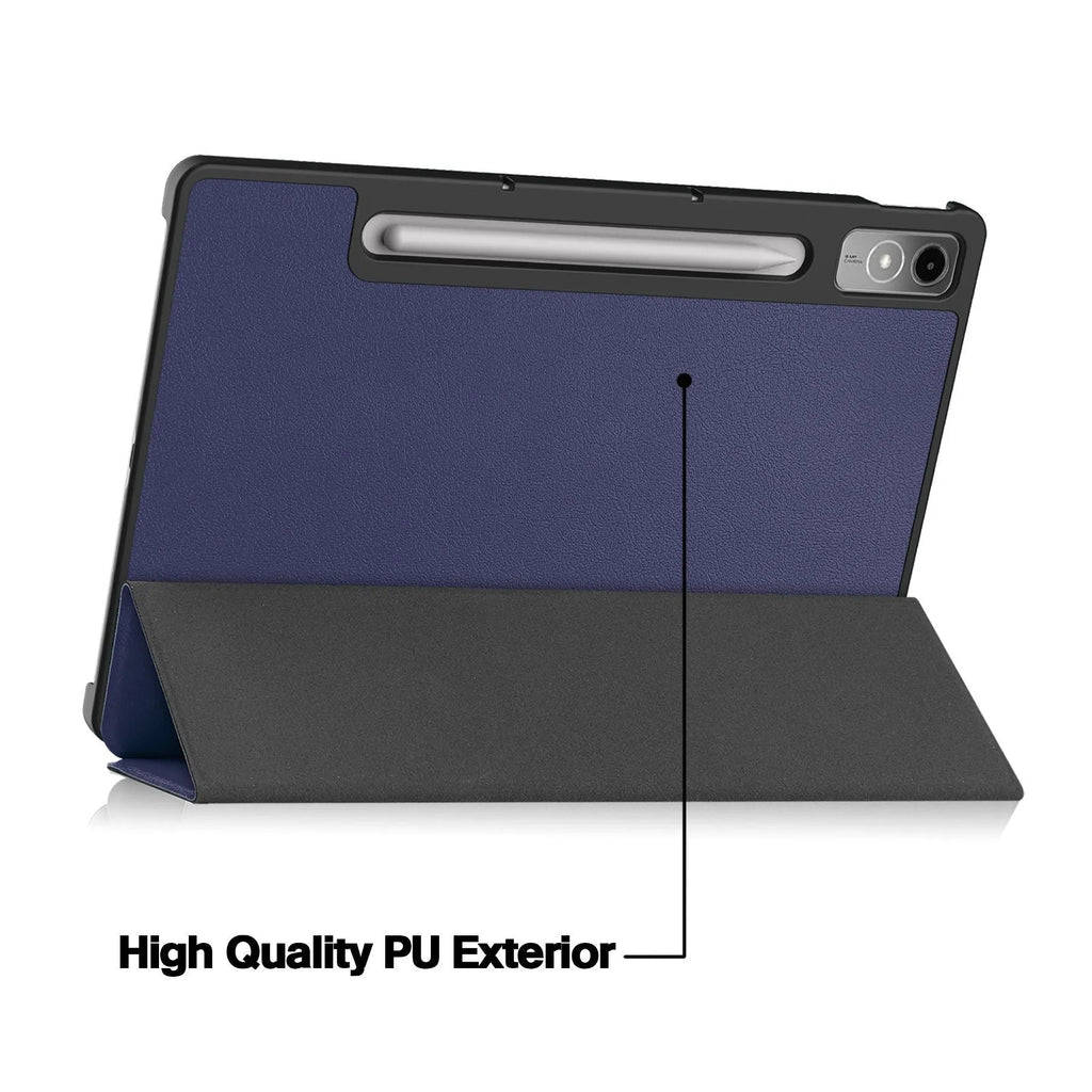 Lenovo Tab P12 tablet case with kickstand open showing galaxy print design