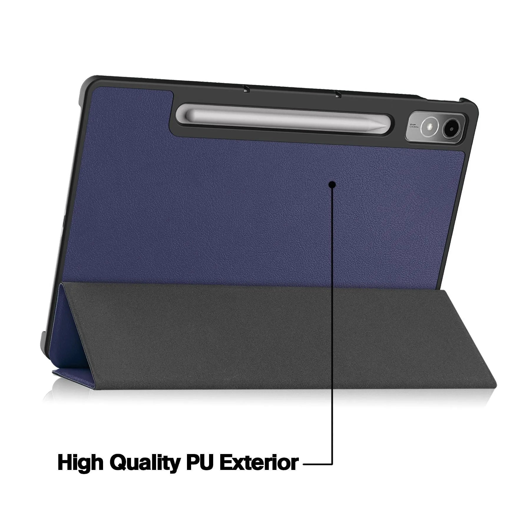 Lenovo Tab P12 tablet case with kickstand open showing galaxy print design