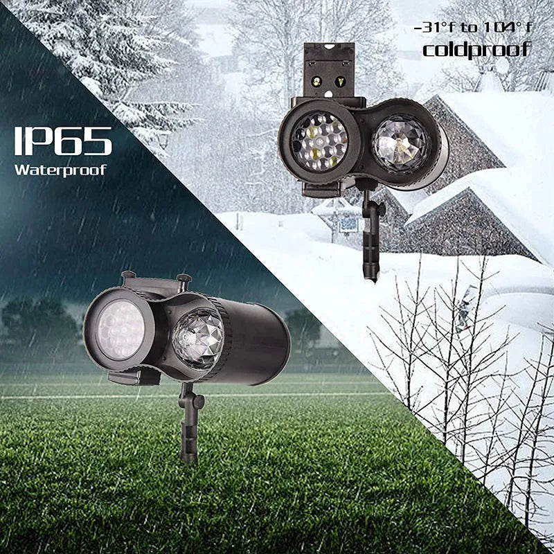 Outdoor waterproof double tube LED light displaying an animated watermark effect for gardens and events.