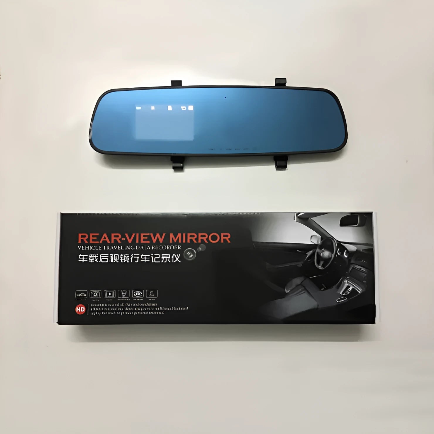 2.4 inch 1080P HD rearview mirror driving recorder with motion detection G-sensor and 100 degree lens angle black colour