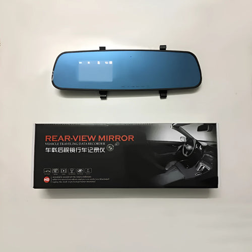 2.4 inch 1080P HD rearview mirror driving recorder with motion detection G-sensor and 100 degree lens angle black colour