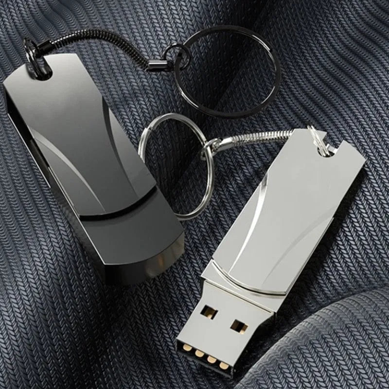 Metal swivel USB flash drive 40x15x8mm with USB 2.0 connector, shown in silver or grey