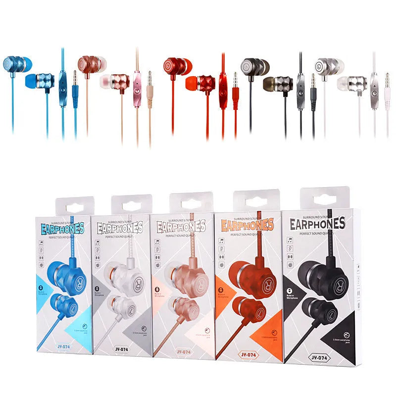 Wired in-ear headset with microphone, 3.5mm in-line plug, 1.8m cable, black blue pink red white