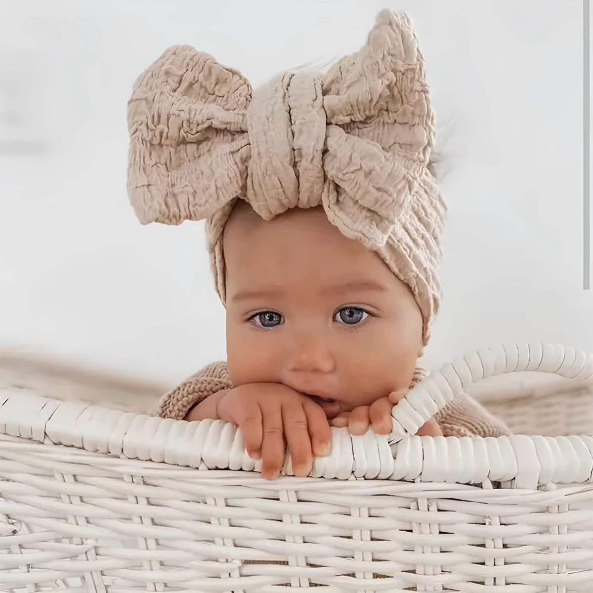 Kids plaid bow headband made from woven cloth with high elastic band, random colour, one children's hairband