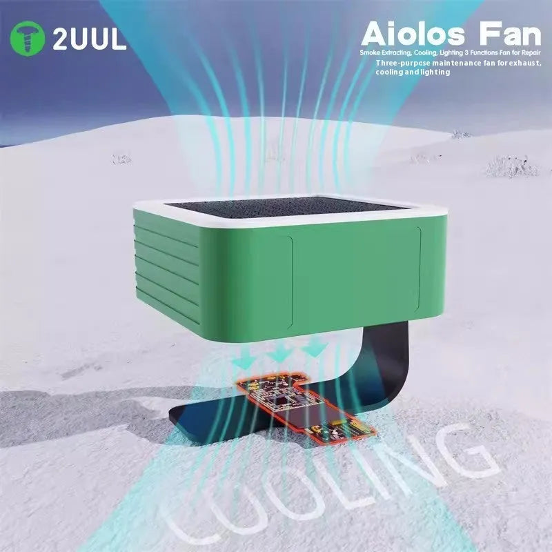 2UUL USB-powered mobile phone motherboard repair cooling fan with smoke exhaust and fill light