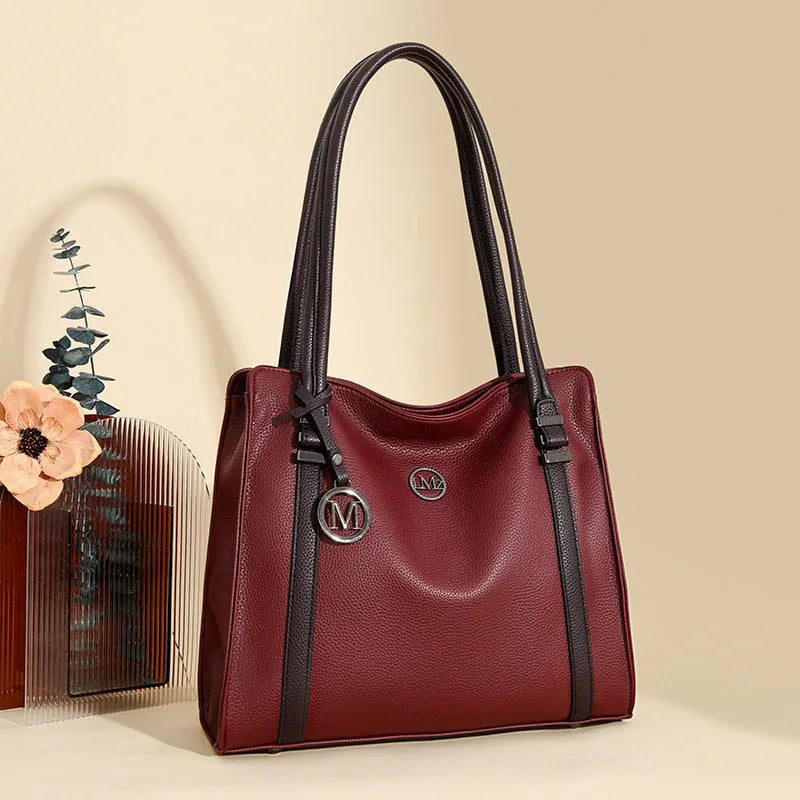 Women's soft PU leather crossbody bag in horizontal square shape with double shoulder straps