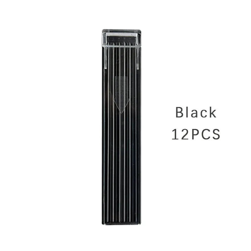 Box containing 12 rainbow-coloured mechanical pencil leads for drawing and replacement use