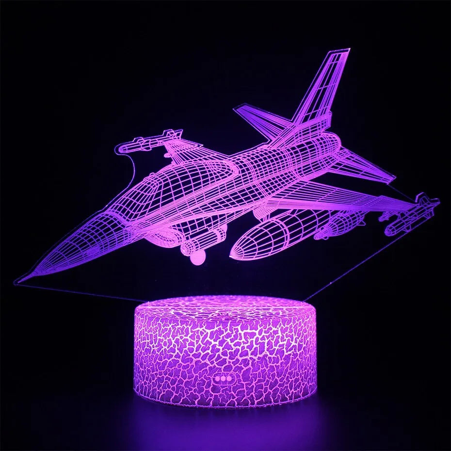 Cartoon airplane-shaped night light with acrylic shade and touch switch.