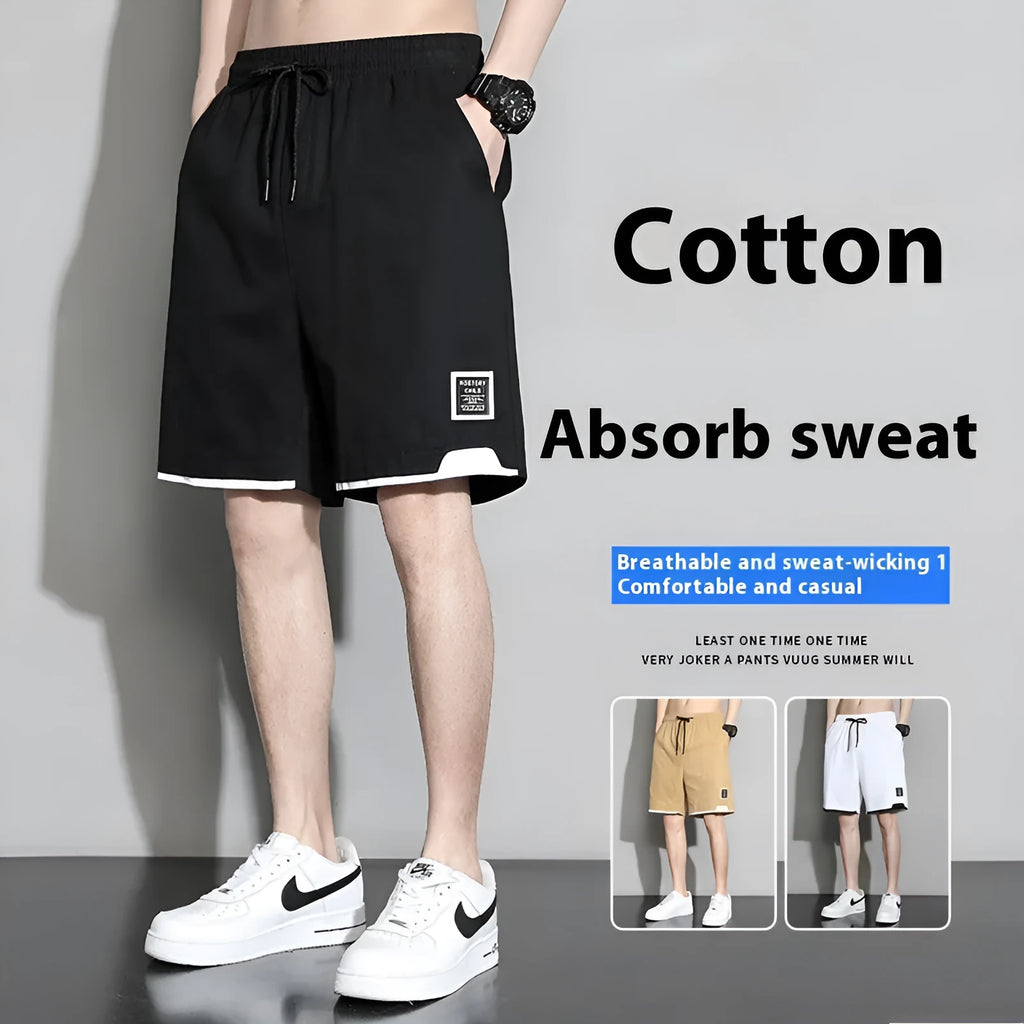 Cotton shorts for boys in plus sizes, showing mid waist and short length design in khaki colour.