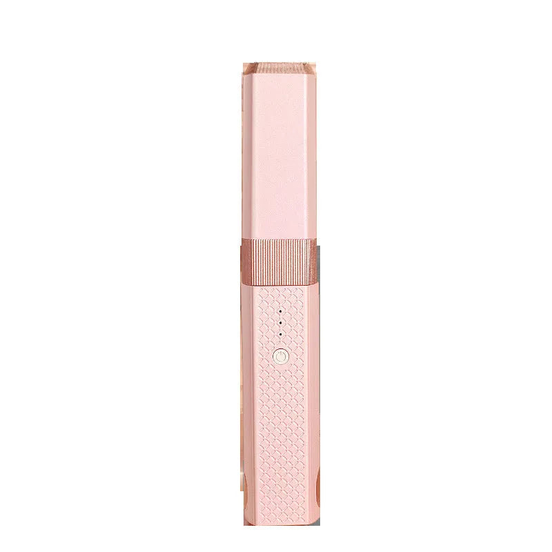 Cordless USB hair straightener with ceramic heater, three temperature settings, pink colour