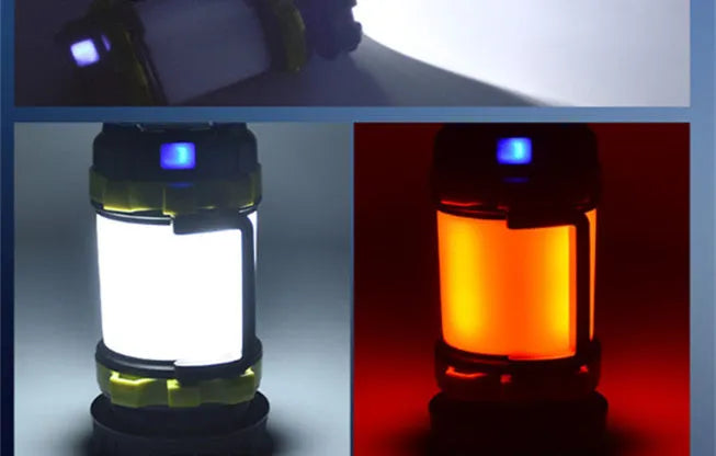 Yellow portable emergency rescue light with 850lm main flashlight and side light on dark background