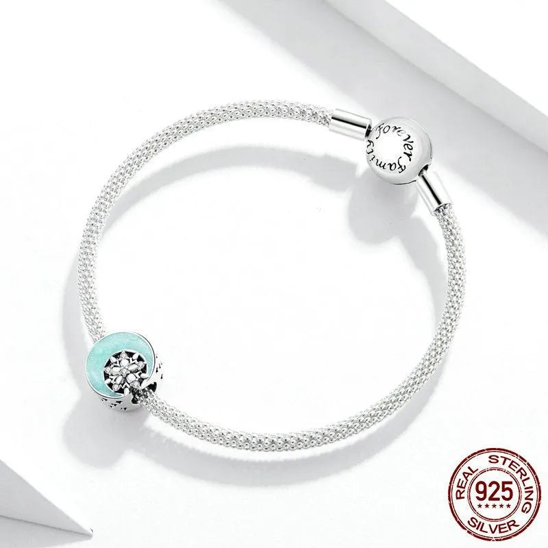 S925 sterling silver Snow Moon Night bead in colour SCC1653 with electroplated finish for bracelet making