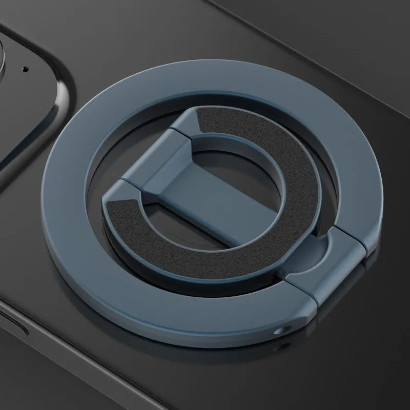 Double-sided magnetic phone holder in alloy, shown in Cold Black, Ivory White, Dark Night Purple and Yuefeng Blue
