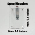 Clear acrylic magnetic photo frame clip 6x9cm holding a photo on a refrigerator