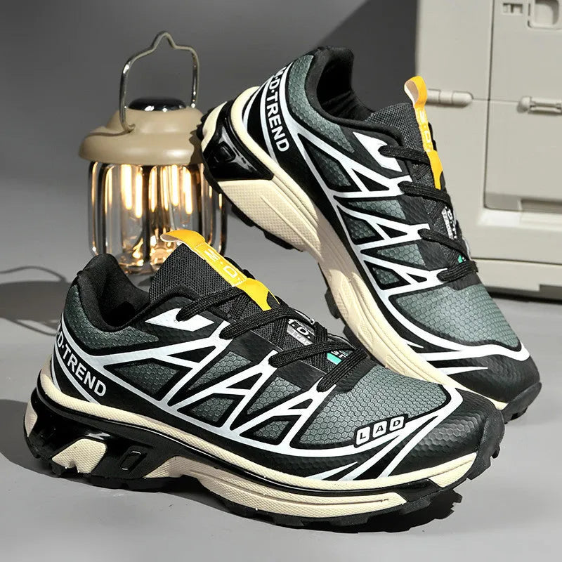 Men's and women's low-top outdoor hiking shoes in a casual sports style with lace-up front.