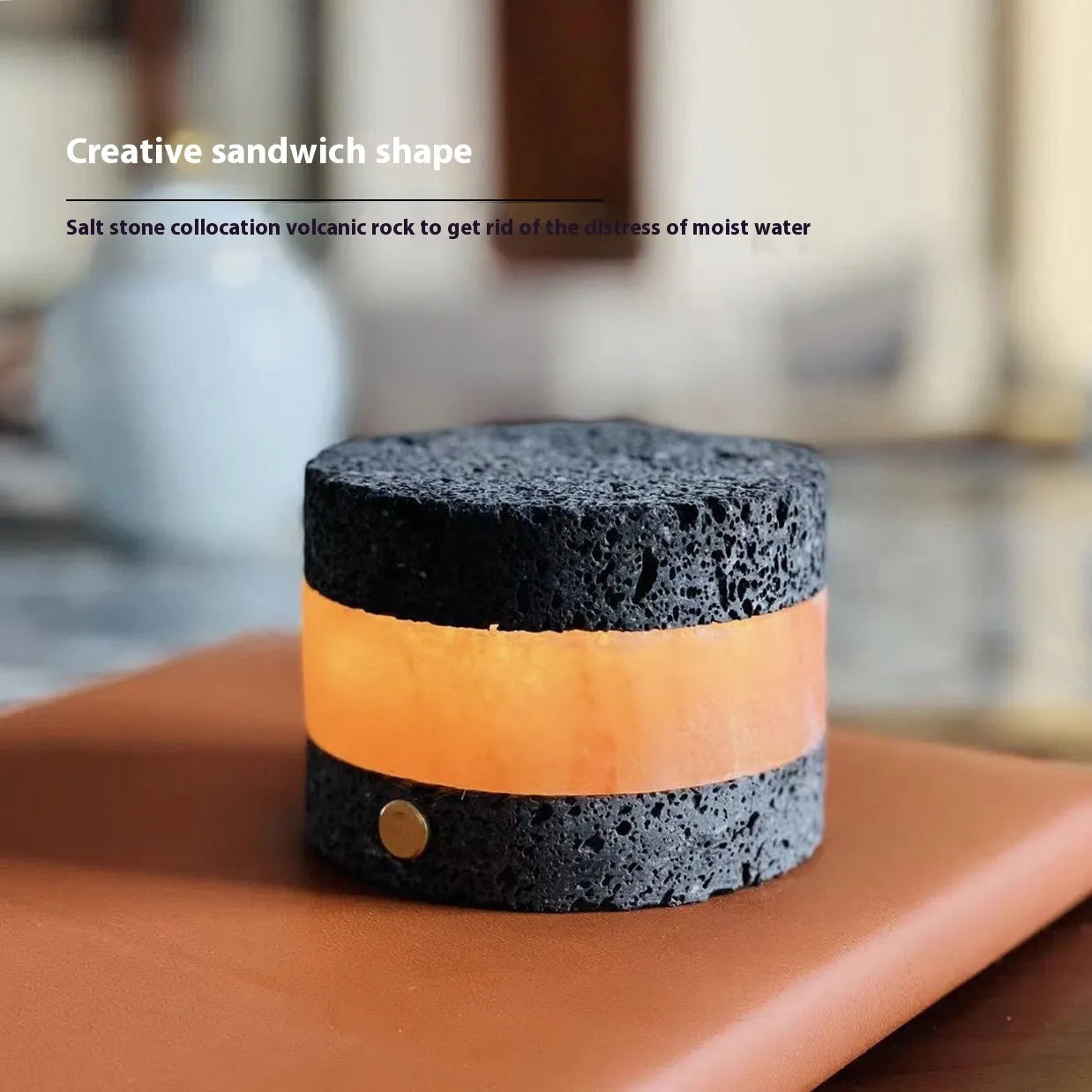 Orange volcanic rock USB touch night lamp with essential oil diffuser and dimming function