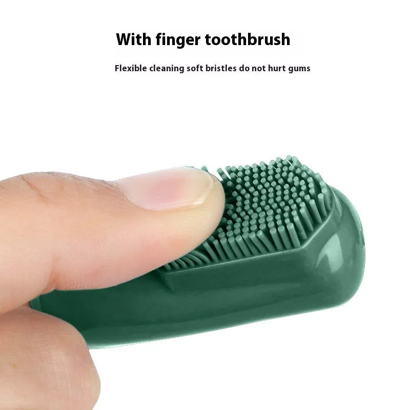 Pet finger stall toothbrush and toothpaste set for cats and dogs, plastic 360 degree brush, beef and vanilla flavour options