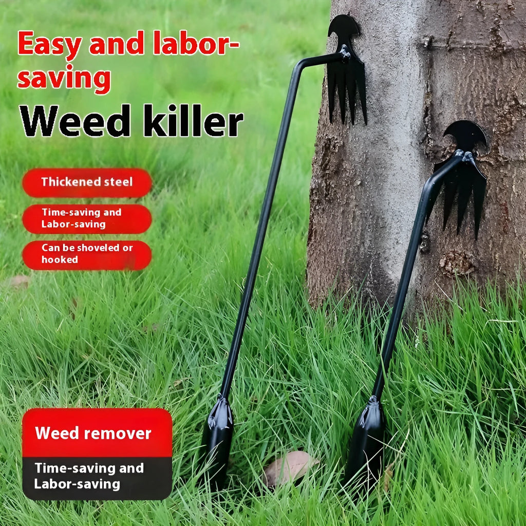 Black manganese steel weed remover hand tool shown in 30cm, 40cm and 50cm length options