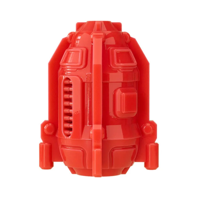 TPR pet food leakage toy in bright red colour designed for dog nibbling and treat dispensing