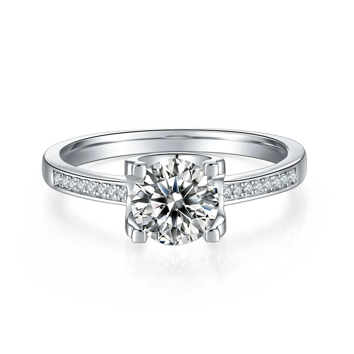 Claw of Light and Shadow wedding ring set with 1-carat moissanite in platinum-plated S925 silver
