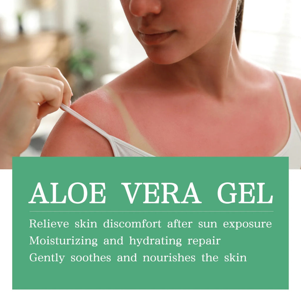 Tanning cream tube and aloe vera gel bottle for accelerated tanning and after sun skin repair.