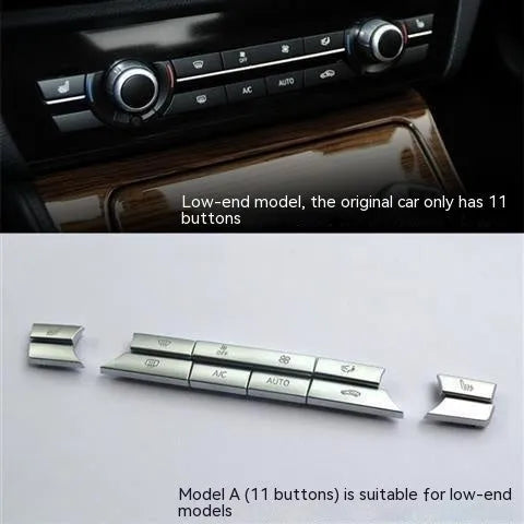 Silver metal car dashboard air conditioning button replacement panel with multiple size configurations