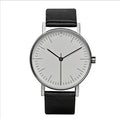Men's quartz wristwatch with round 40mm dial, PU strap, alloy case, and pin buckle, available in six colours.