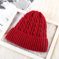 Winter women fleece knitted wool beanie bell hat in velvet colours, one size, no brim