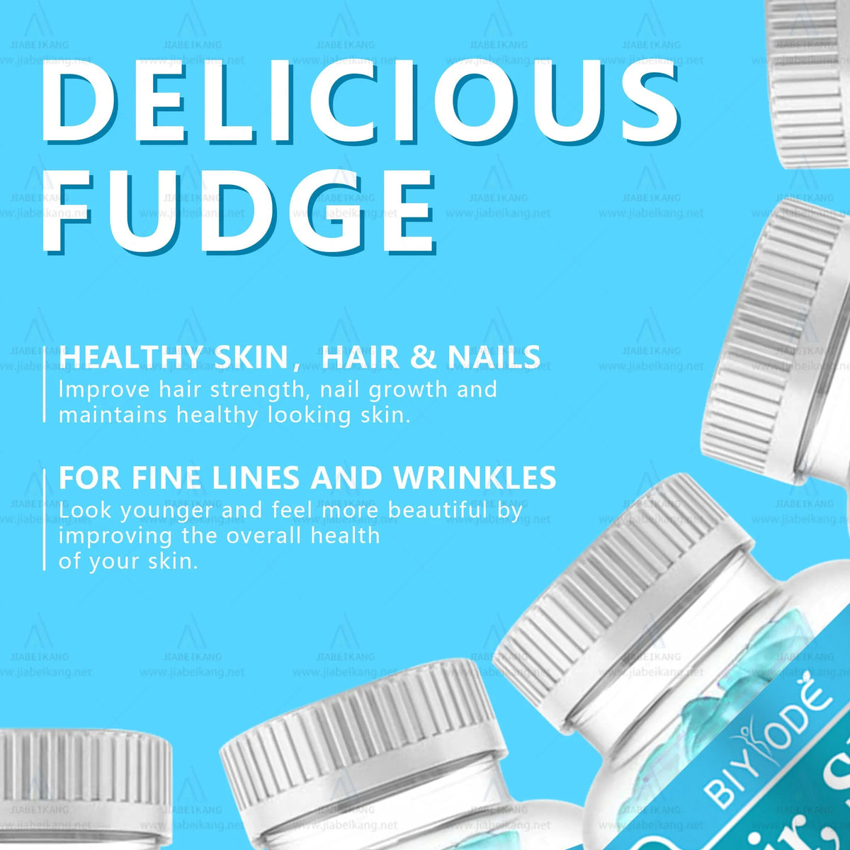 Bottle of hair skin and nails vitamin gummies with biotin, folic acid and vitamin C, 60 gummies