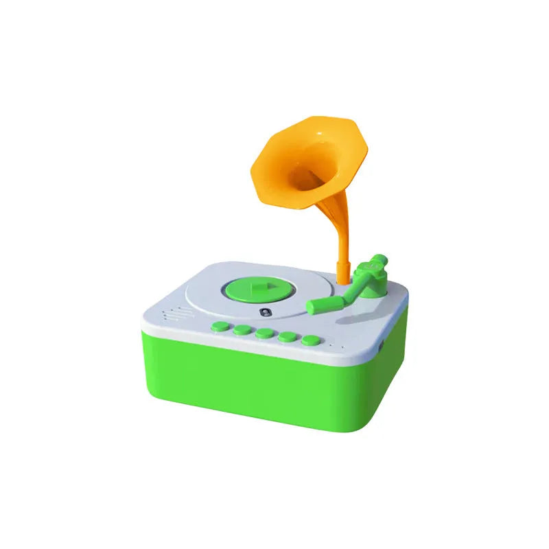 Green ABS children's early learning story machine, 80.5 mm x 45 mm x 45 mm, with Bluetooth and recording