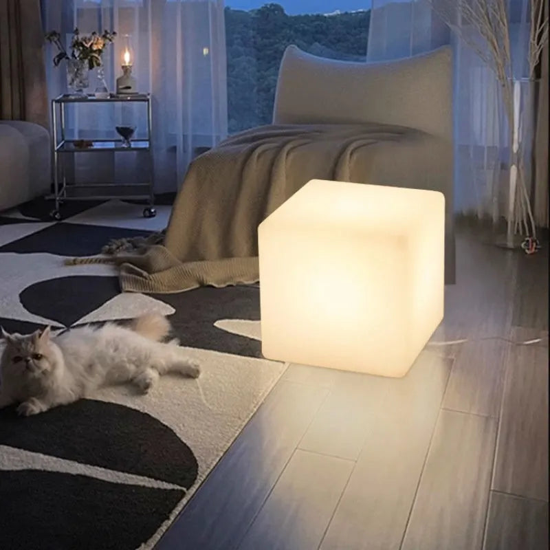 Modern square LED cube light stool for outdoor garden decorative lighting