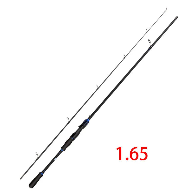 1.8m carbon fibreglass long-range fishing rod in blue on beach for sea surf casting, two-section design