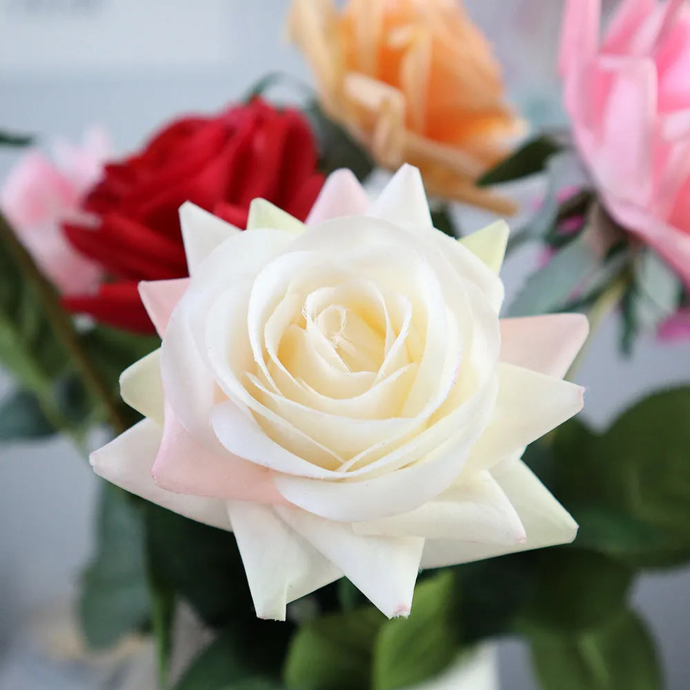 Artificial silk rose flower bouquet with 42cm length in multiple colour options