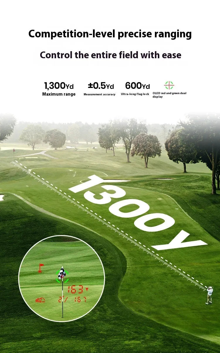 Black GenePro G1 GPS golf rangefinder with optical lens and AMOLED touchscreen display