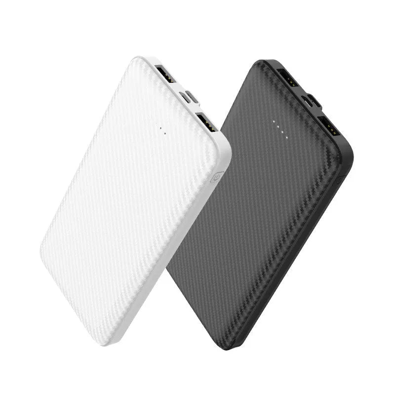 Portable power bank with multi-U port output, plastic shell, 139x70x15mm, available in white, black and macaron colours