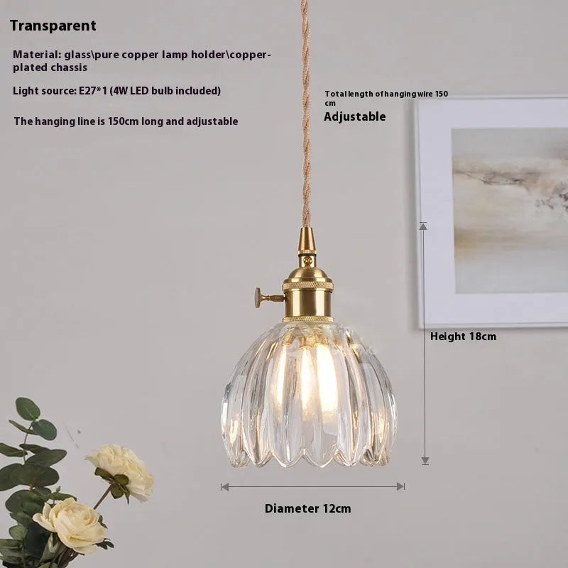 Vintage glass flower chandelier with Nordic design for bedside ceiling lighting