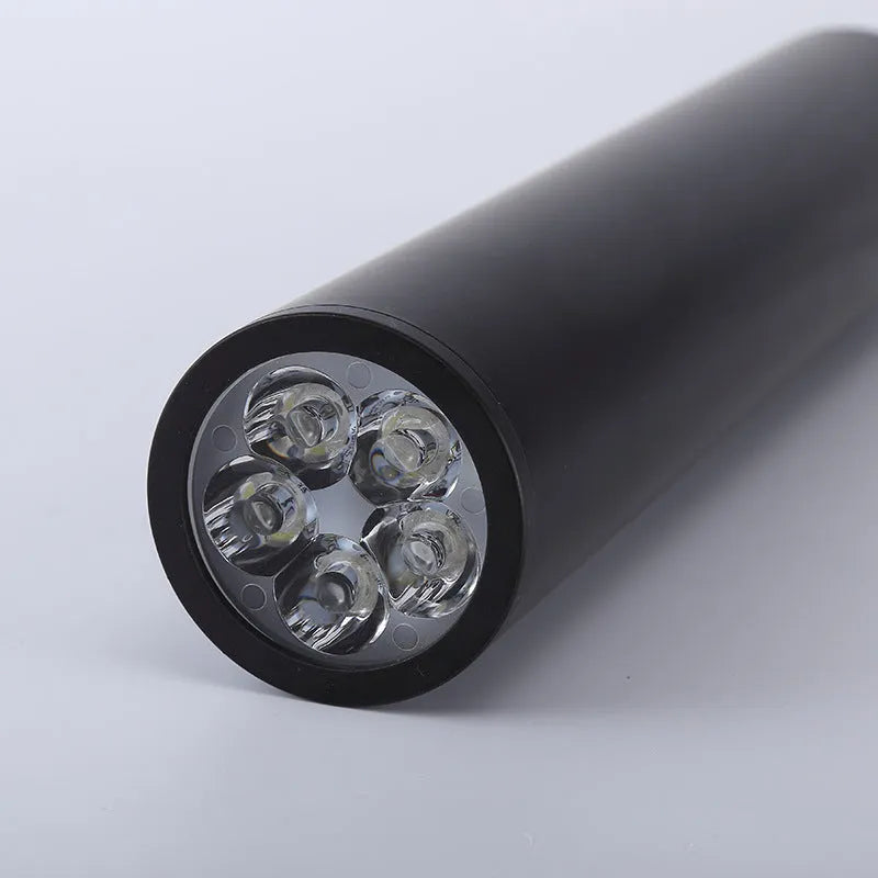 Black round LED surface mounted downlight, 5W, available in 6x30cm and 6x50cm COB or LED