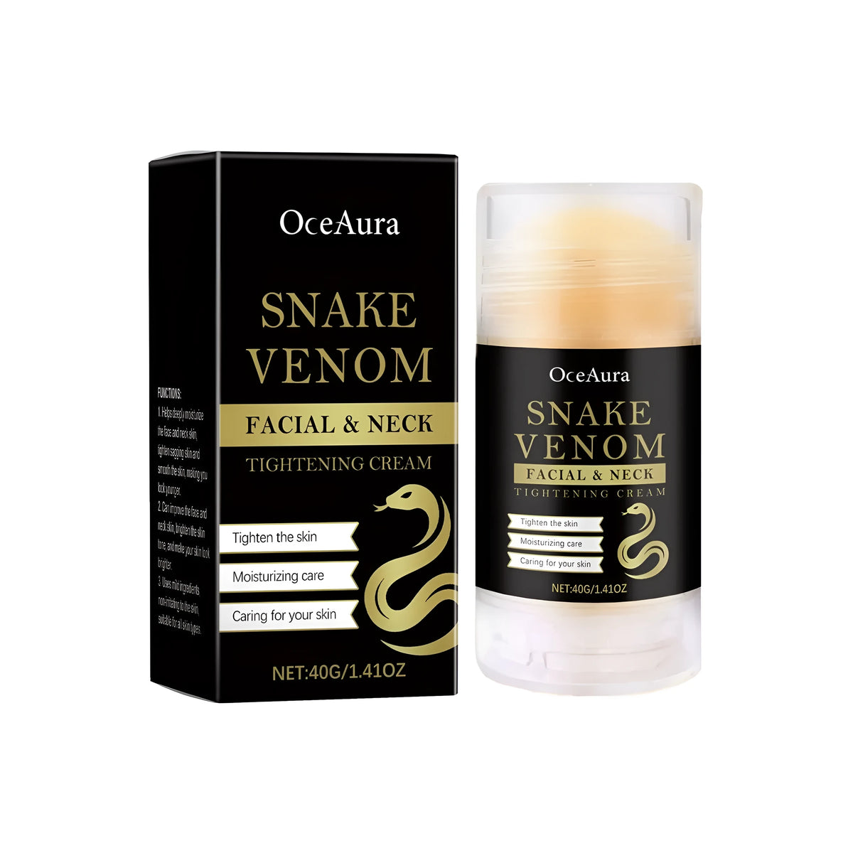 40g nursing stick of firming tightening cream with synthetic snake venom peptide on a clean background