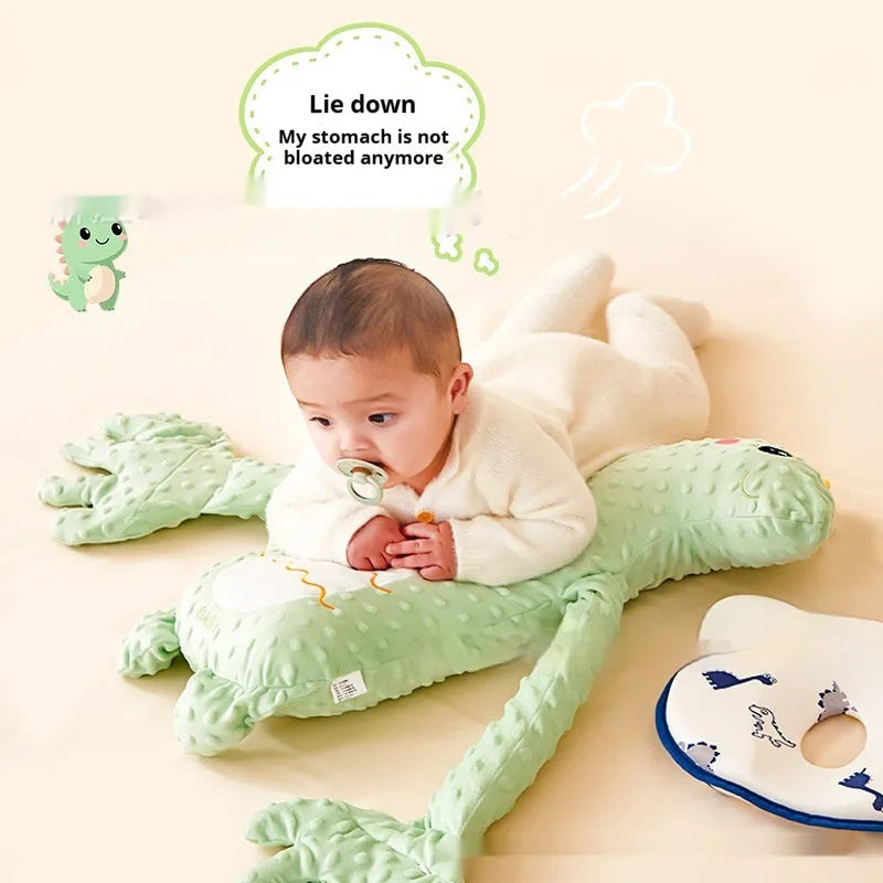 Soothing baby sleeping pillow animal doll in plush fabric, available in dinosaur, rabbit, geese, or deer design for infants 0-3 years