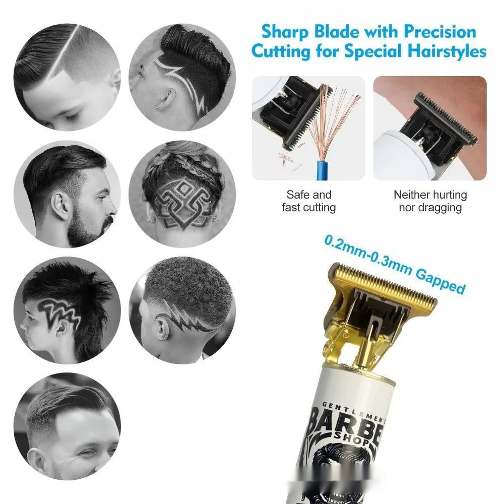 Rechargeable hair clipper with stainless steel cutter heads and 4-in-1 trimmer attachments