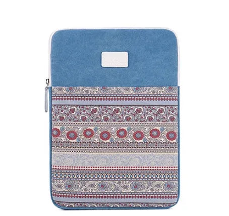 Canvas laptop sleeve bag for 15 inch notebook with shoulder strap, black style option