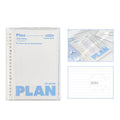 A5 loose spiral notebook with PVC binding in white and blue colour options showing removable page function
