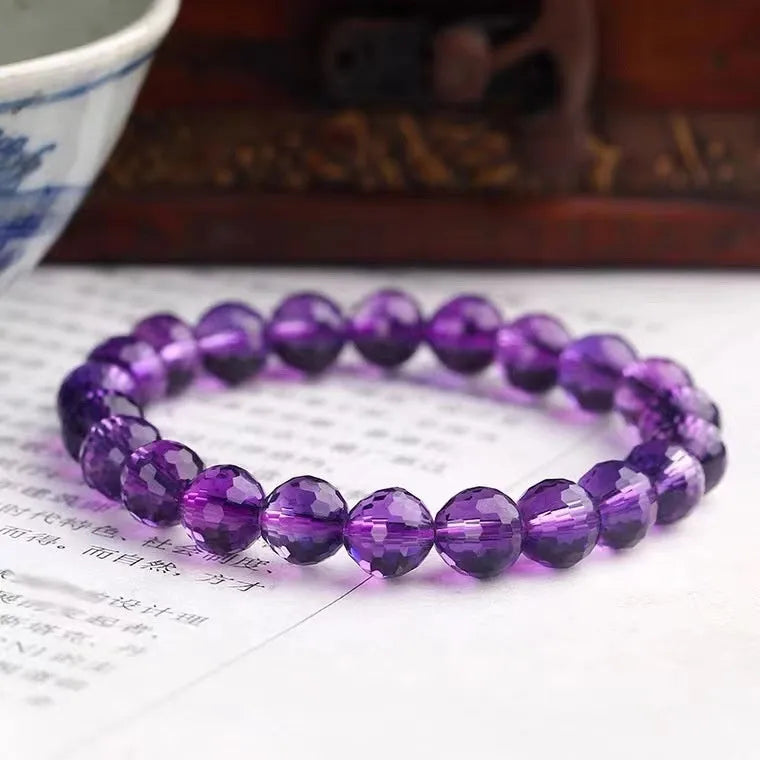 128-cut ametrine crystal bracelet with faceted beads showing constellation and heart shapes