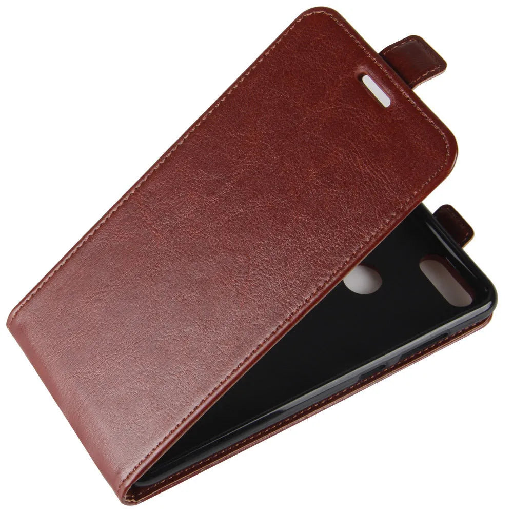 Honor 7X leather wallet phone case with card slots showing crazy horse pattern
