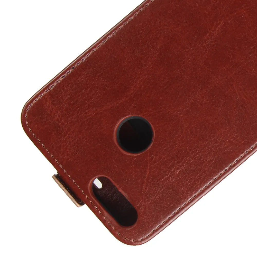 Honor 7X leather wallet phone case with card slots showing crazy horse pattern