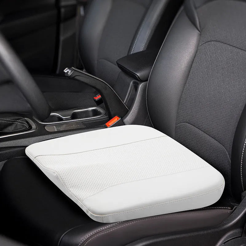Single-seat memory foam car cushion with bevel massage surface and microfiber leather cover in black and red