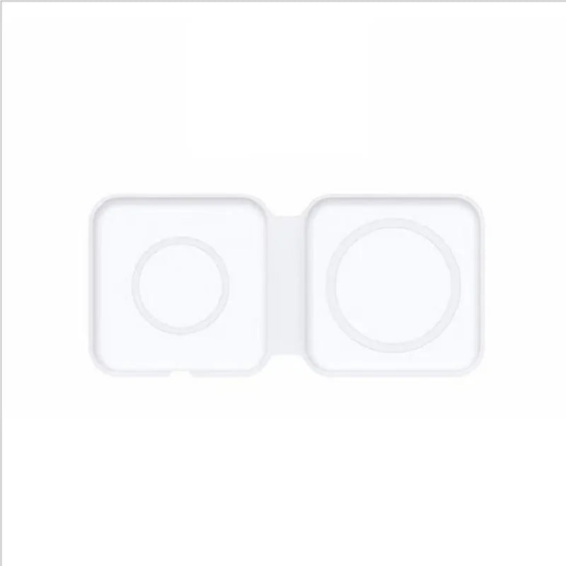 White foldable magnetic wireless charger showing 180° positioning with dual charging surfaces